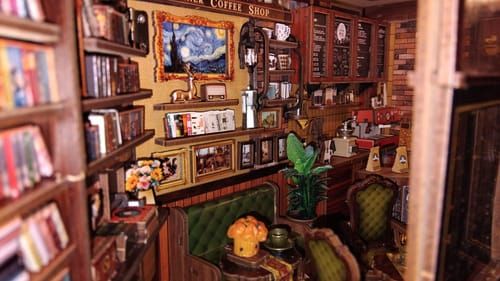 Photo du montage partagée : Maquette en bois café littéraire miniature