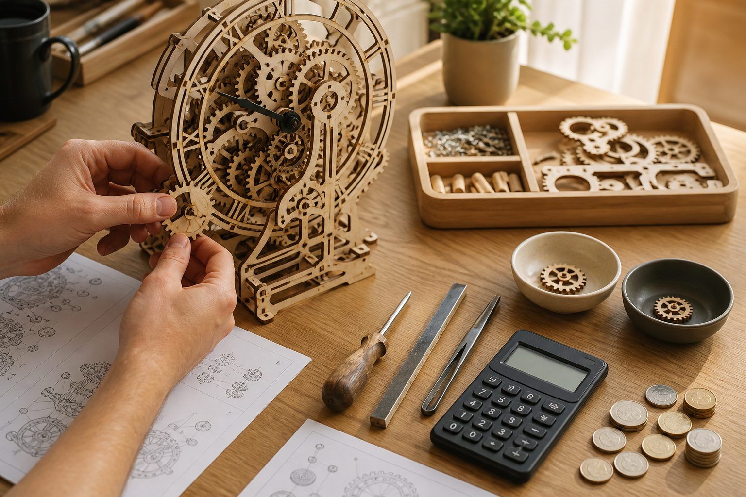 Comparer le budget et la difficulté d’une horloge 3D en bois