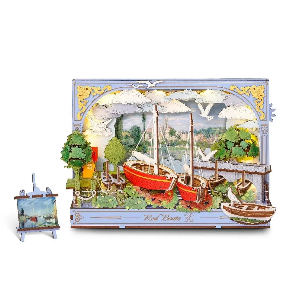 Puzzle 3D bateaux rouges : vue 2