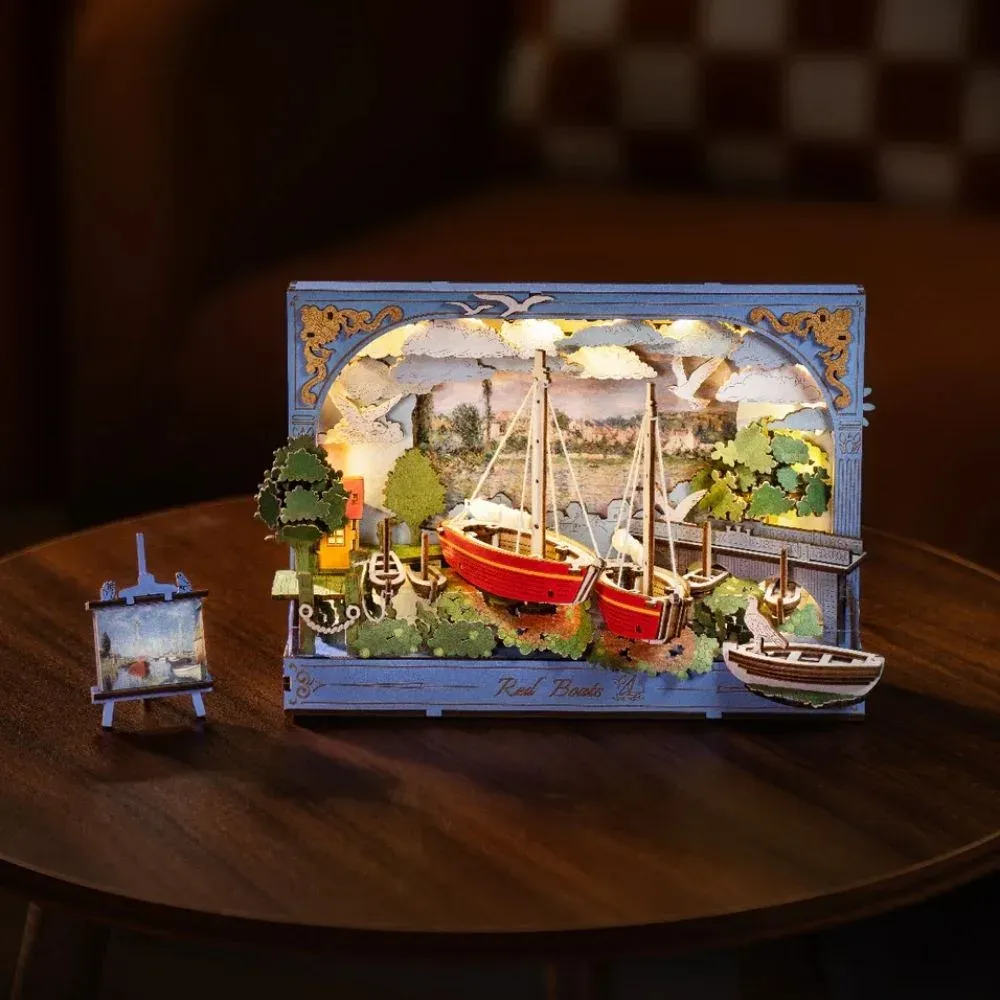 Puzzle 3D bateaux rouges : vue 3