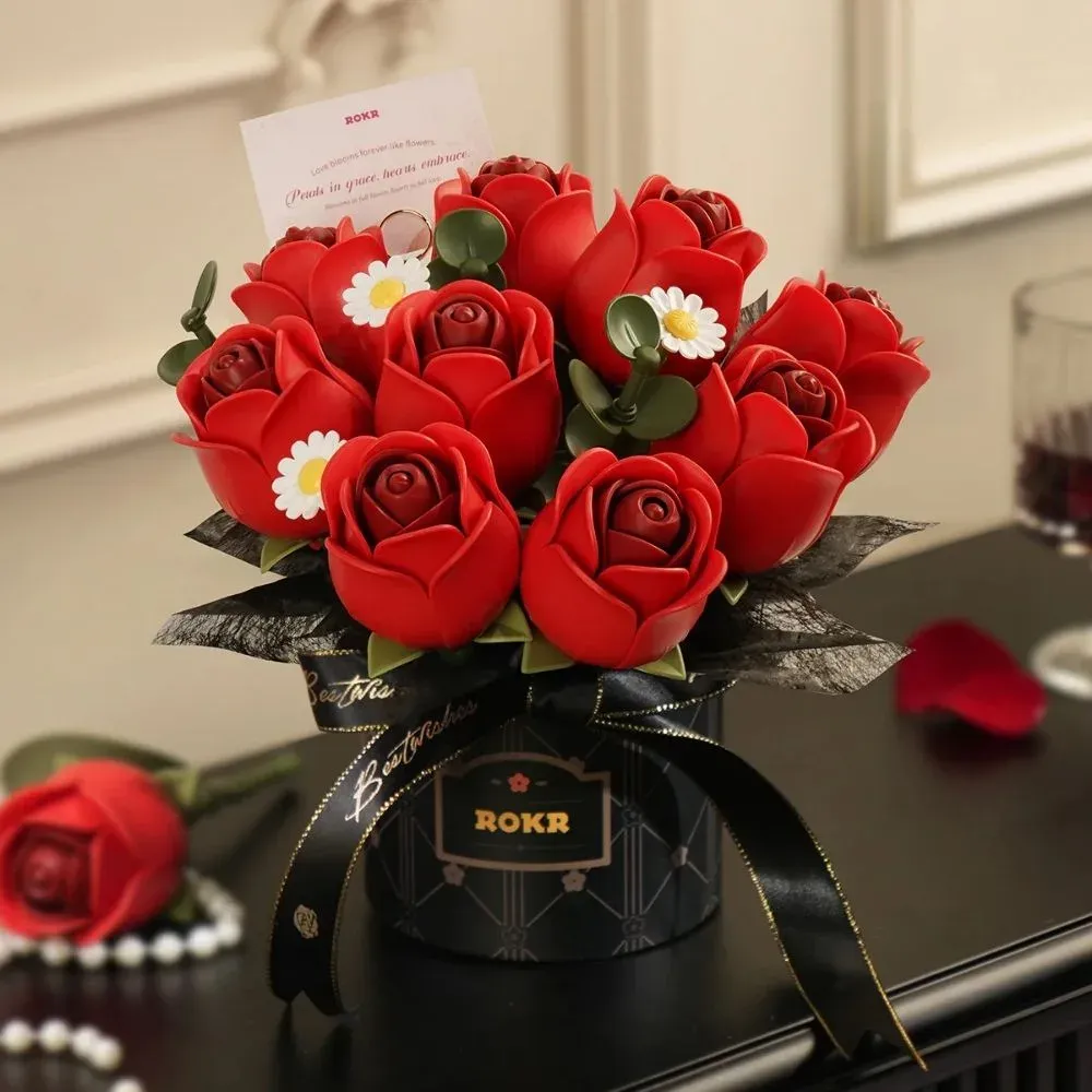 Puzzle 3D bouquet de roses rouges