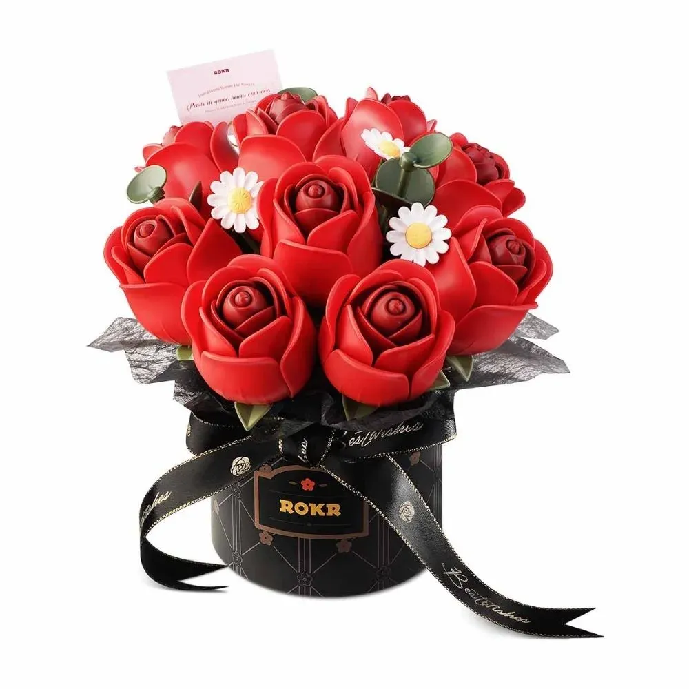 Puzzle 3D bouquet de roses rouges : vue 2