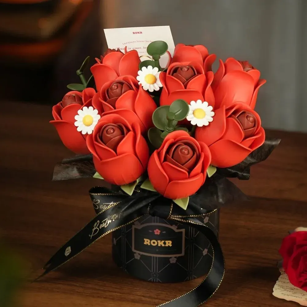 Puzzle 3D bouquet de roses rouges : vue 3