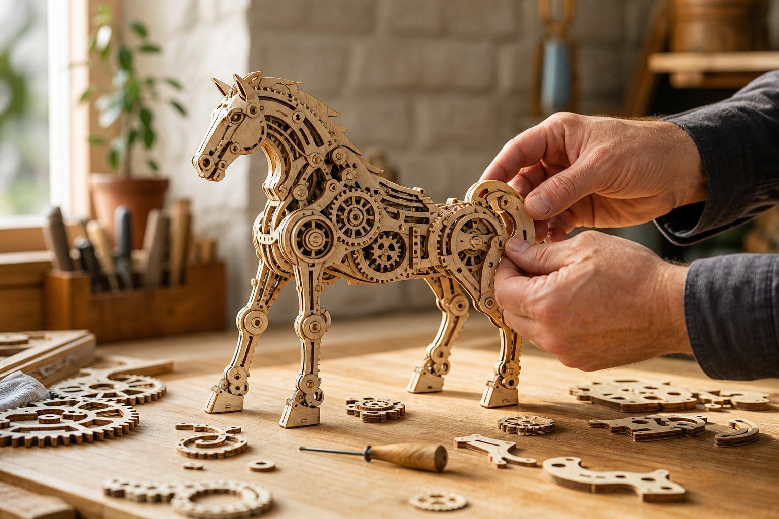Cheval Mécanoïde Ugears : fonctionnement et niveau de montage