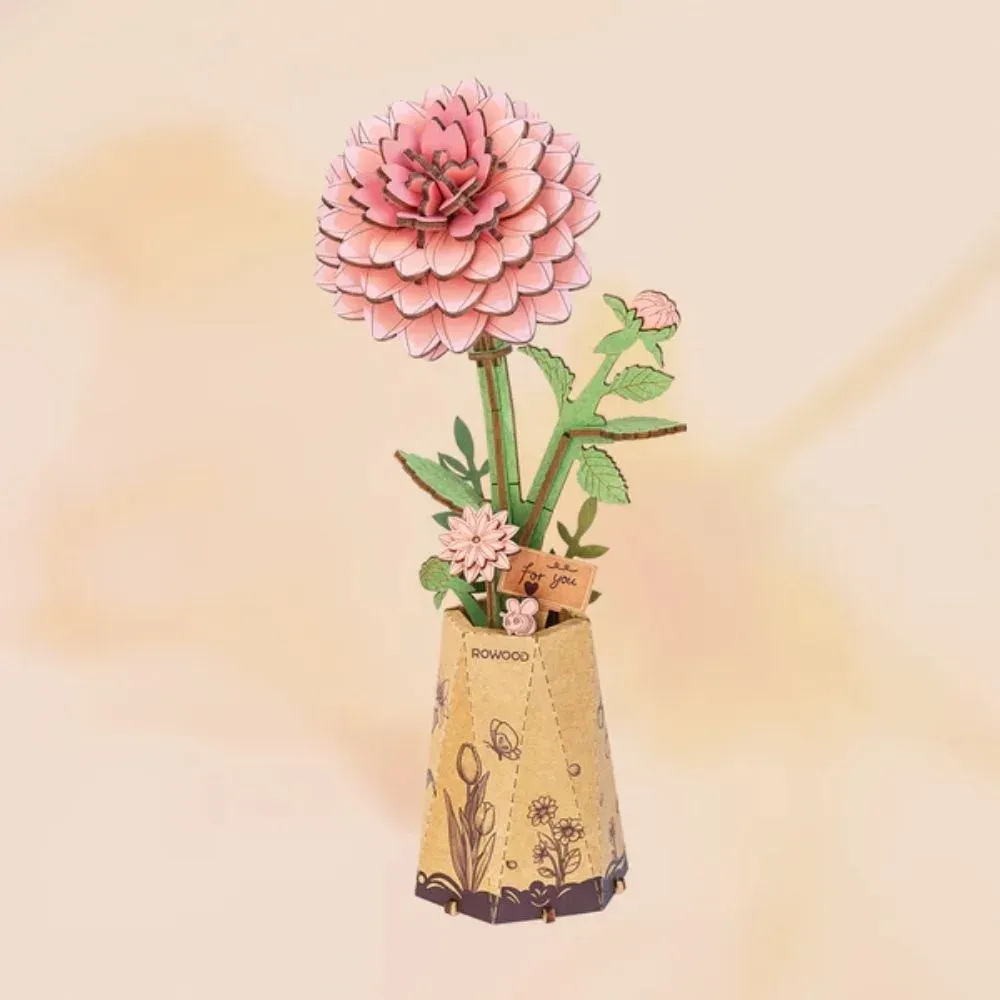 Puzzle 3D dahlia rose : vue 3