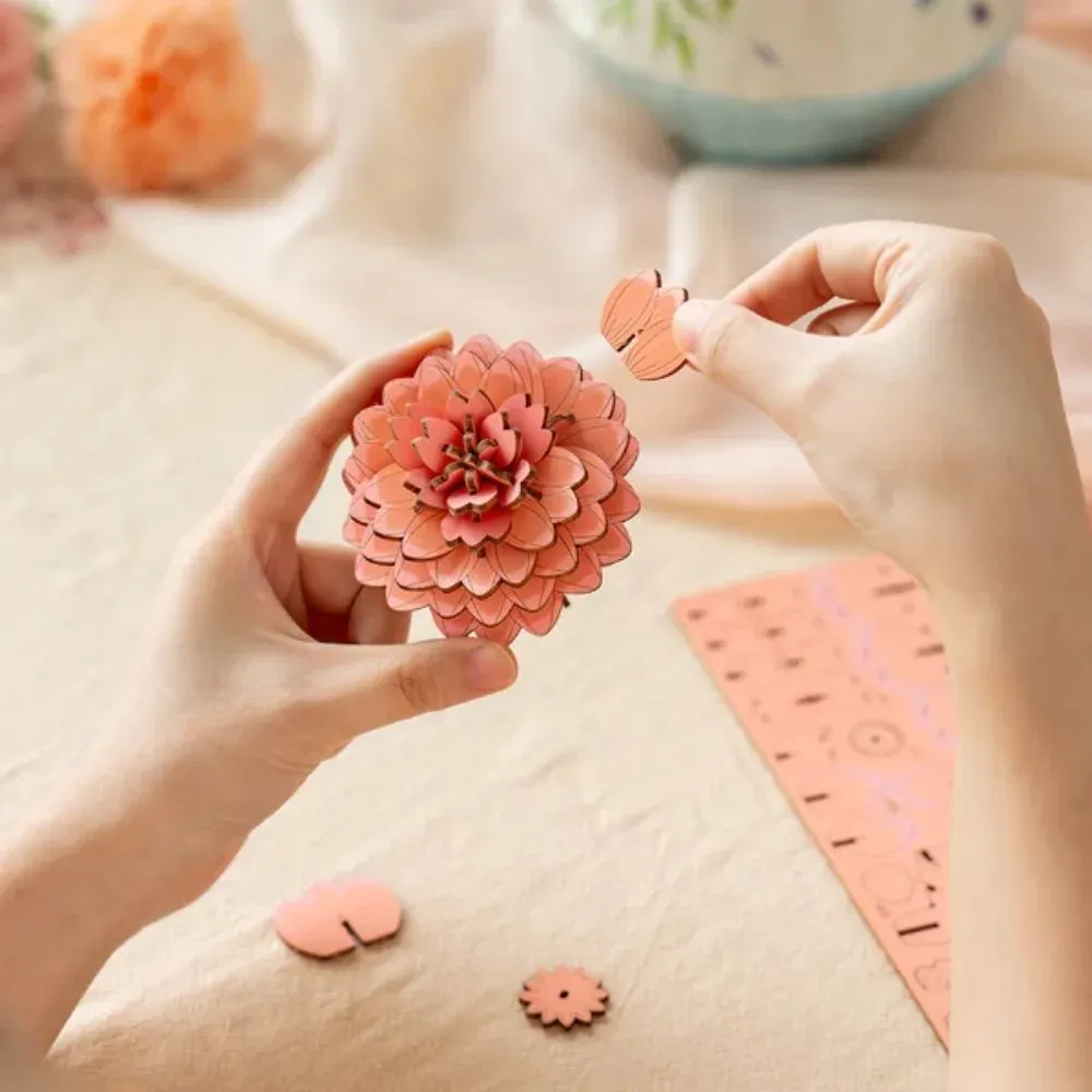 Puzzle 3D dahlia rose : vue 4