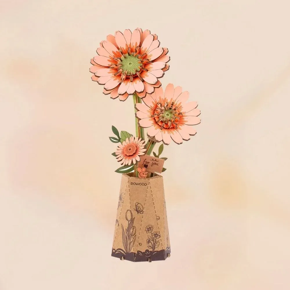 Puzzle 3D gerbera orange clair