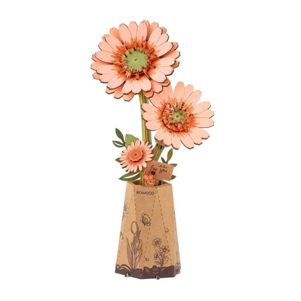 Puzzle 3D gerbera orange clair : vue 2