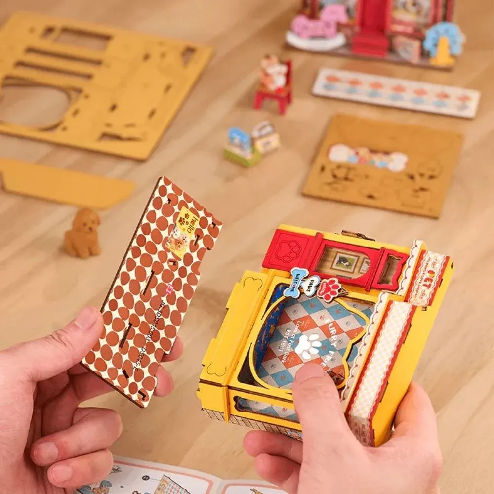 Puzzle 3D animalerie miniature en bois : vue 3