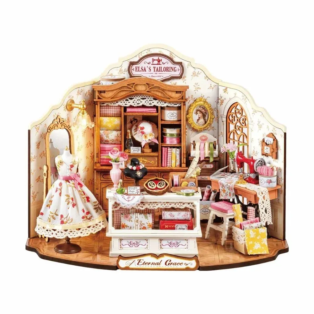 Maquette en bois atelier de couture miniature : vue 2