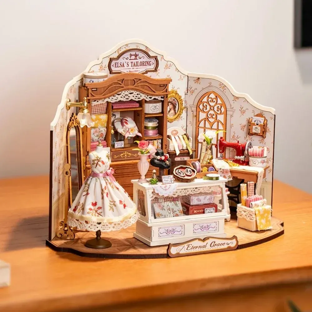Maquette en bois atelier de couture miniature : vue 3