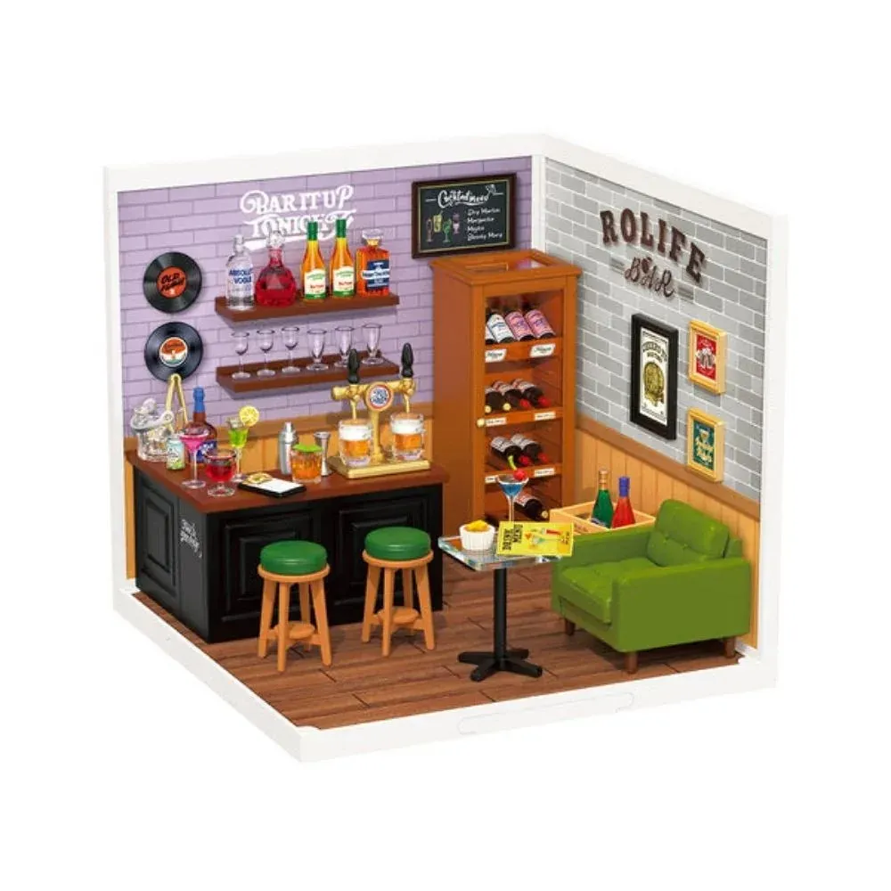 Maquette en bois maison miniature bar : vue 2