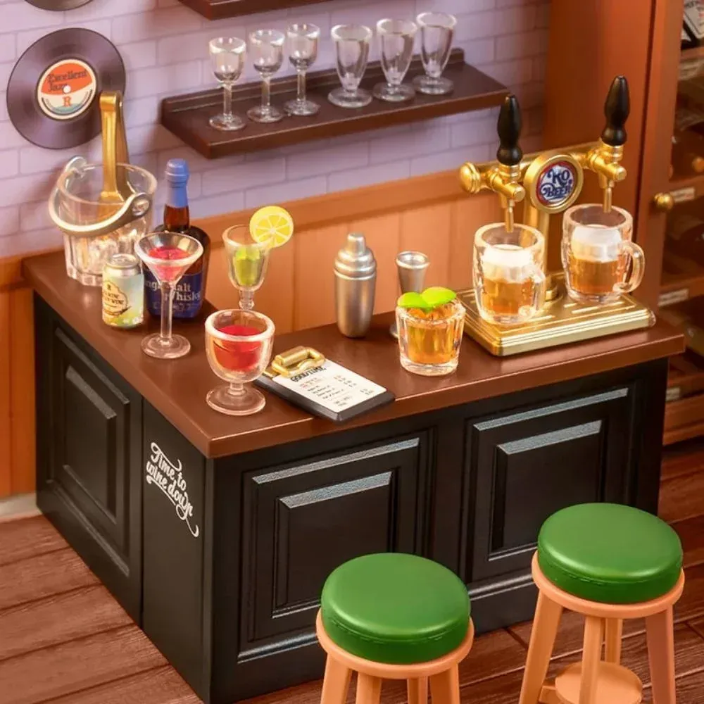 Maquette en bois maison miniature bar : vue 3