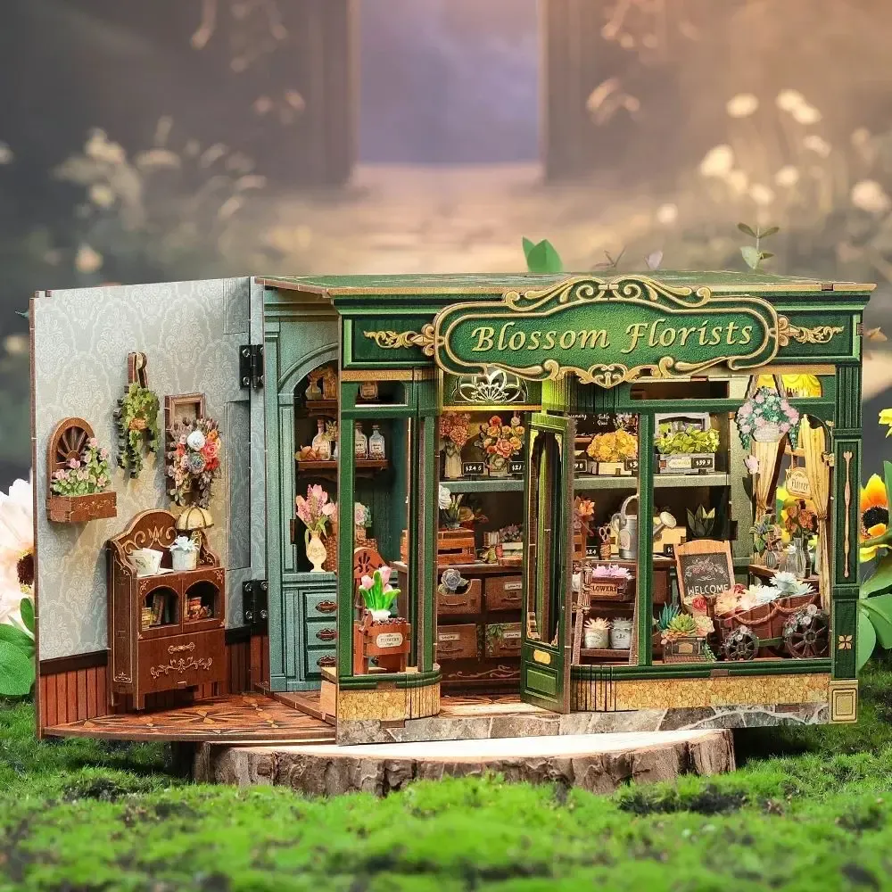 Maquette en bois boutique de fleurs miniature