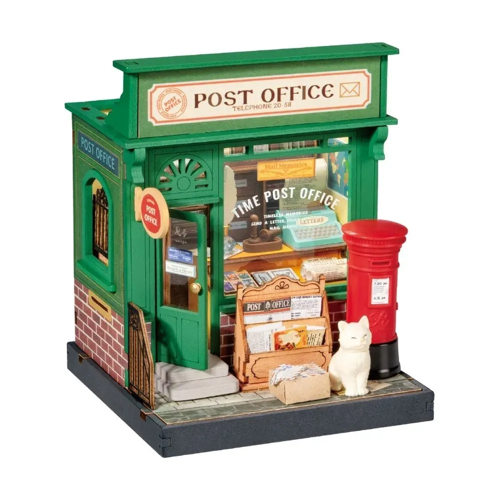 Maquette en bois maison miniature bureau de poste : vue 2