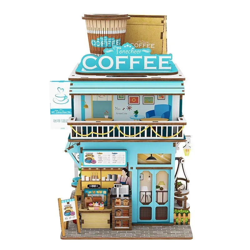 Maquette en bois maison miniature café côtier