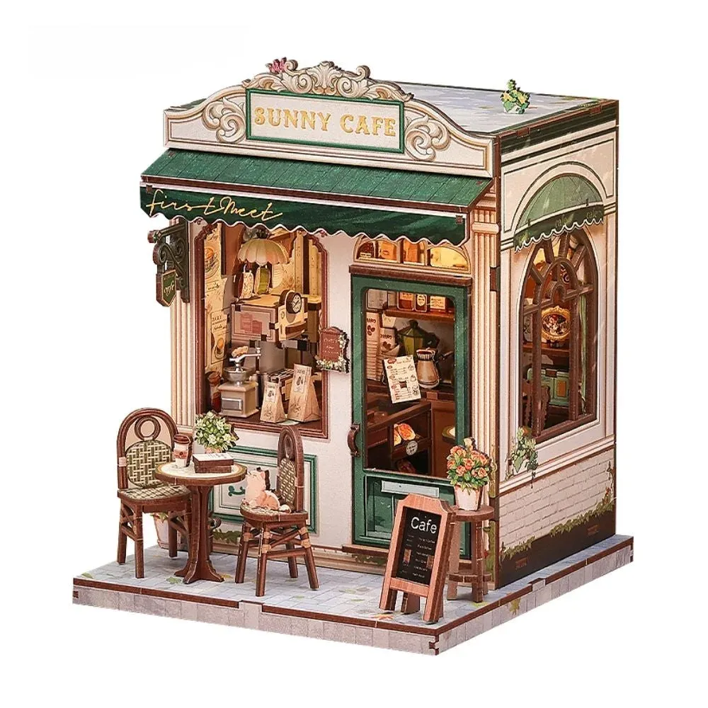 Maquette en bois café ensoleillé : vue 2