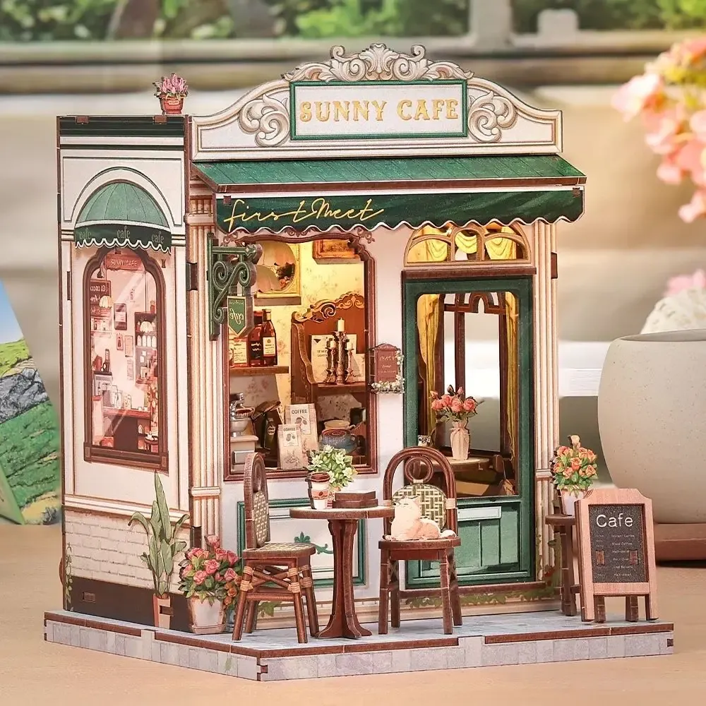 Maquette en bois café ensoleillé : vue 4