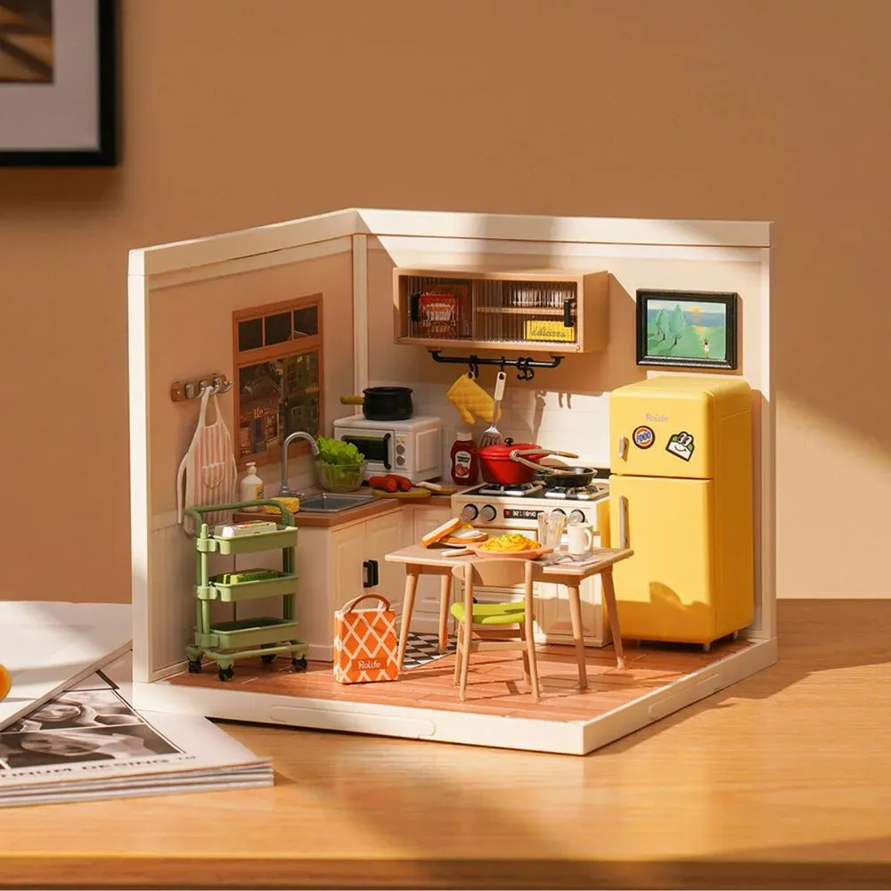 Maquette en bois maison miniature cuisine