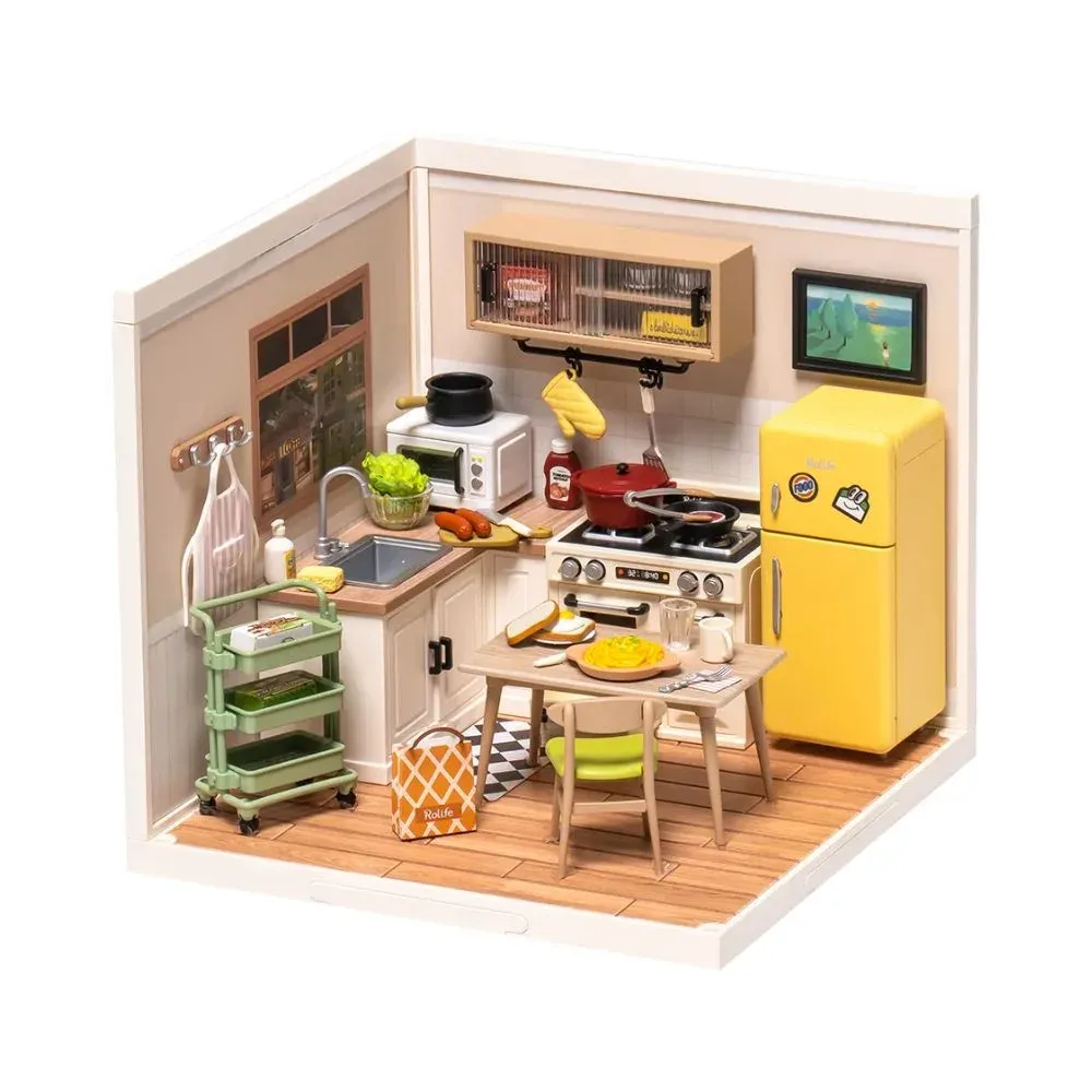 Maquette en bois maison miniature cuisine : vue 2