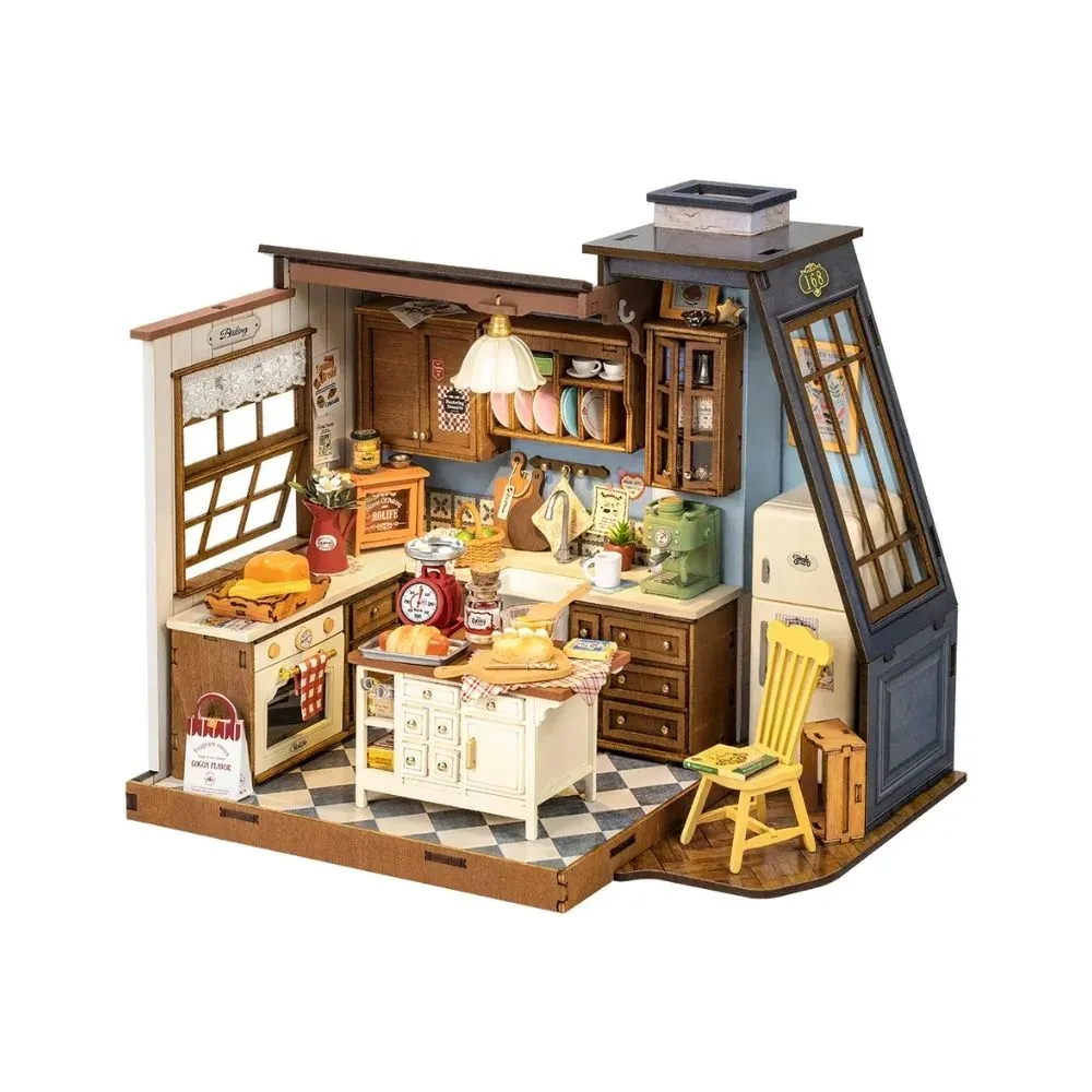 Maquette en bois maison miniature cuisine et pâtisserie : vue 2