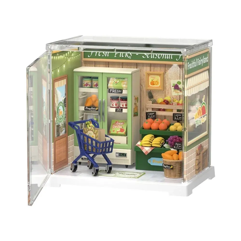 Maquette en bois maison miniature fruits énergie nature : vue 2