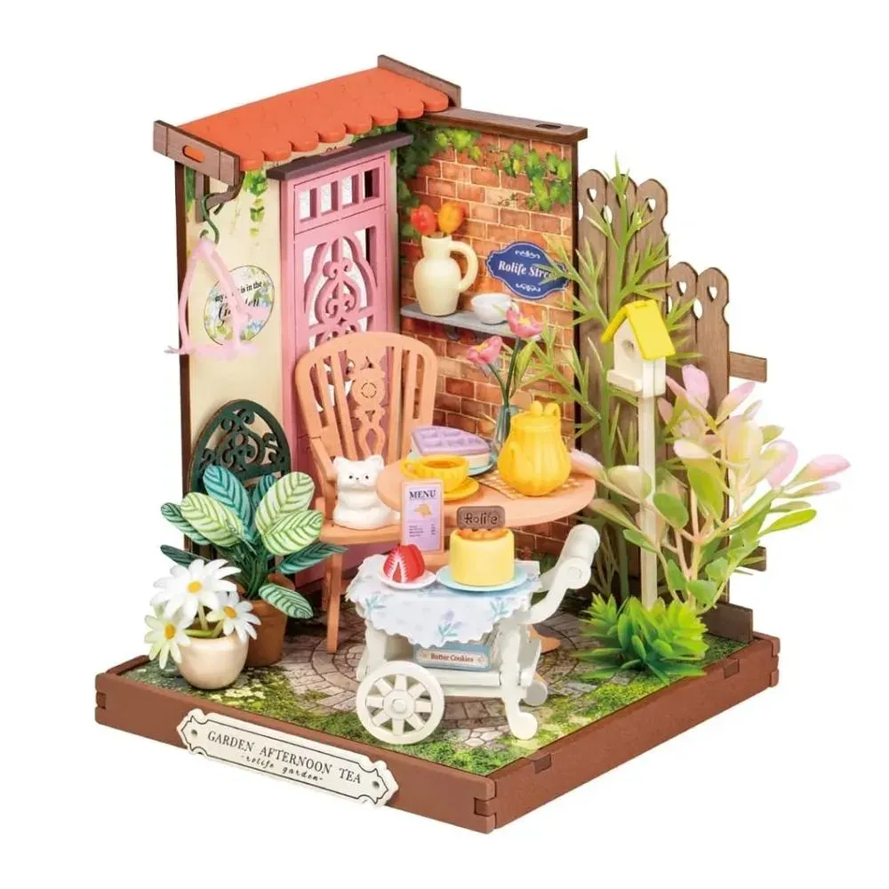 Maquette en bois maison miniature jardin de thé élégant : vue 2