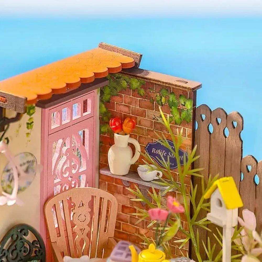 Maquette en bois maison miniature jardin de thé élégant : vue 4