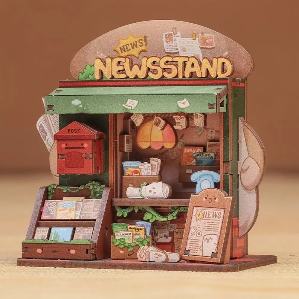 Maquette en bois kiosque à journaux miniature