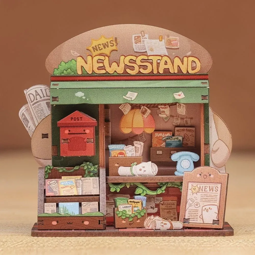 Maquette en bois kiosque à journaux miniature : vue 3