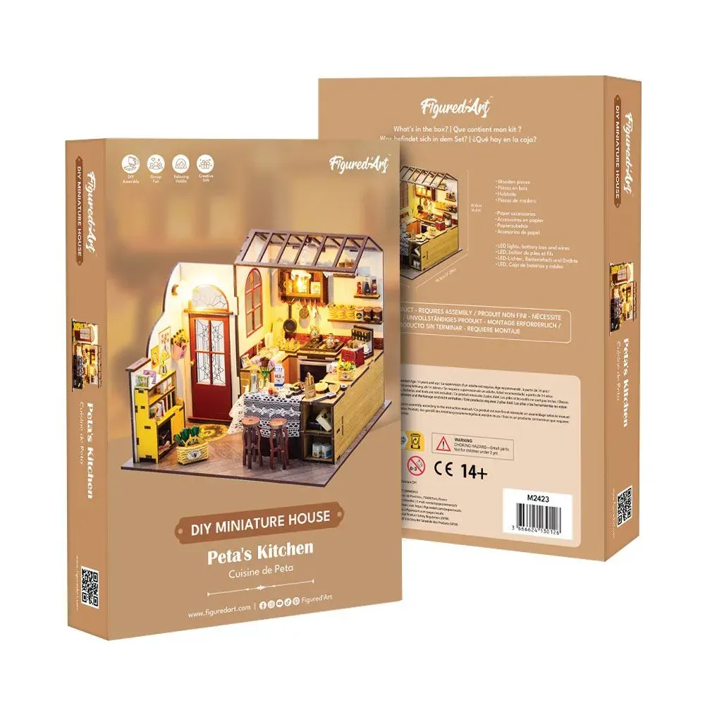 Maquette en bois cuisine miniature à éclairage LED : vue 2