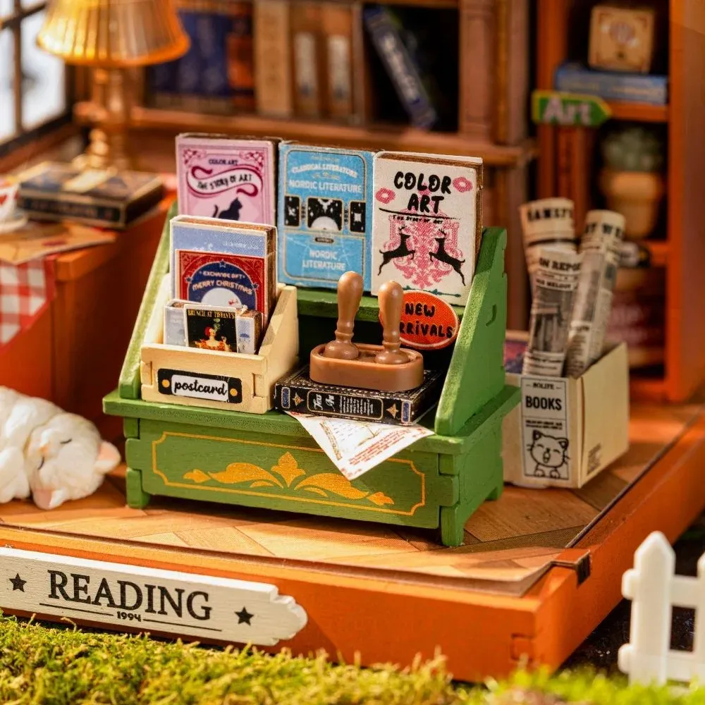 Maquette en bois maison miniature librairie : vue 4