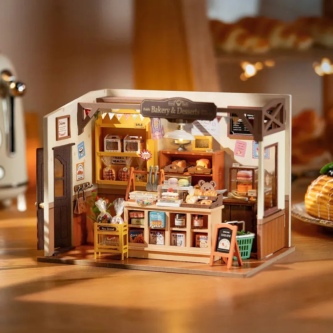 Maquette en bois maison miniature de pâtisserie