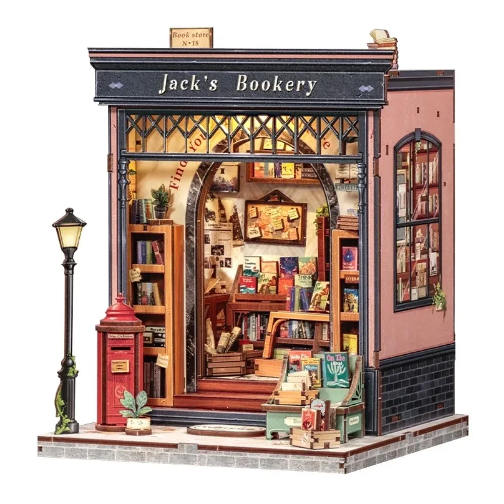 Maquette en bois librairie miniature à éclairage LED : vue 2