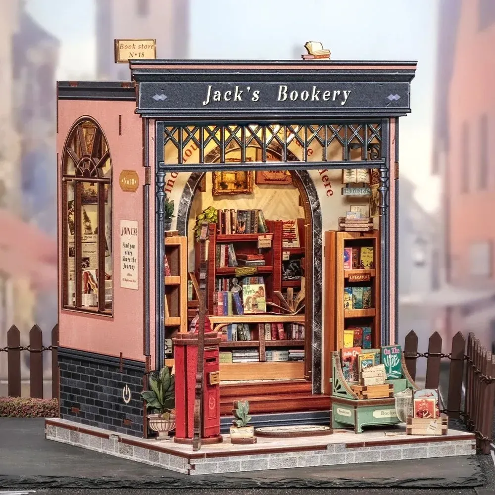 Maquette en bois librairie miniature à éclairage LED : vue 4