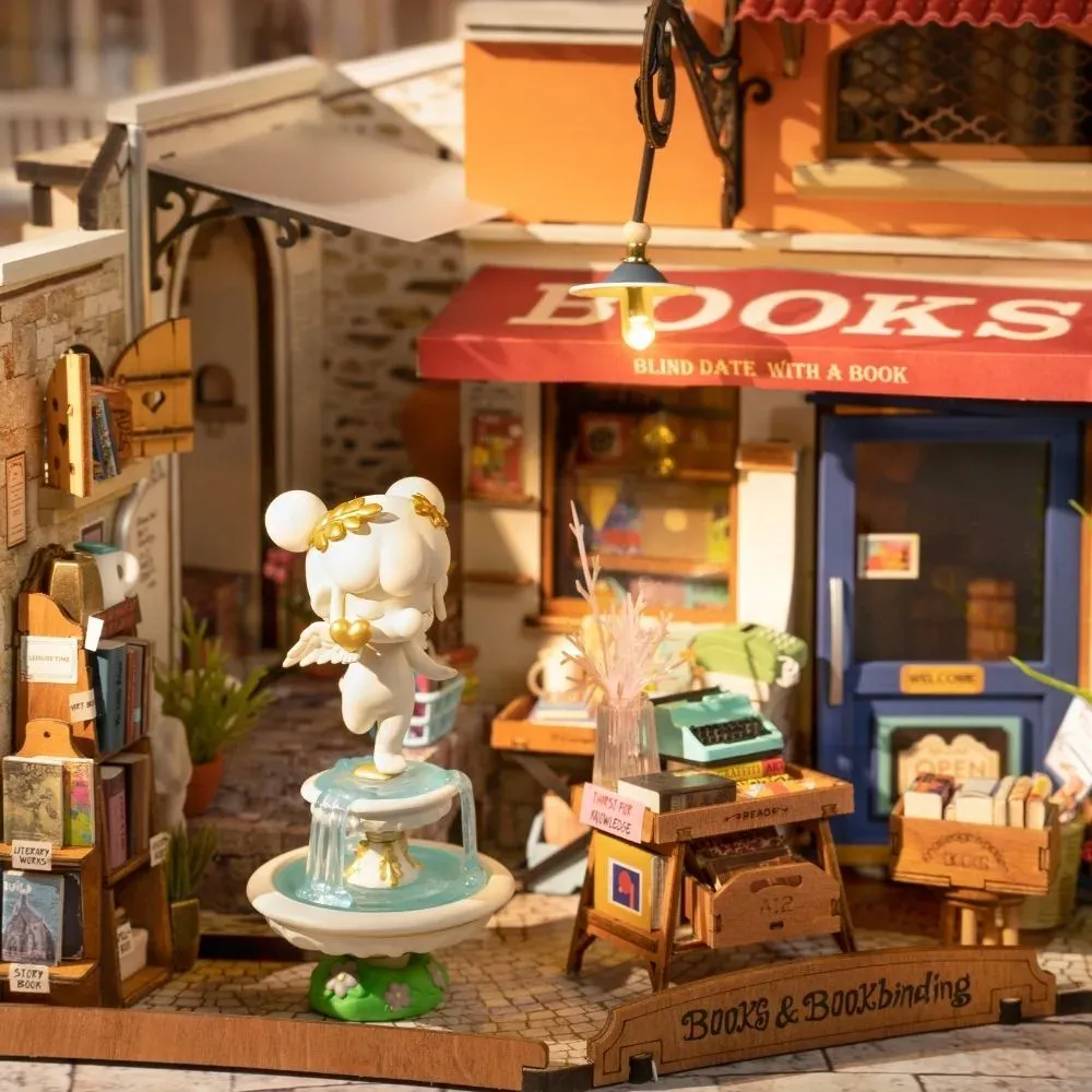 Maquette en bois maison miniature librairie du coin : vue 4