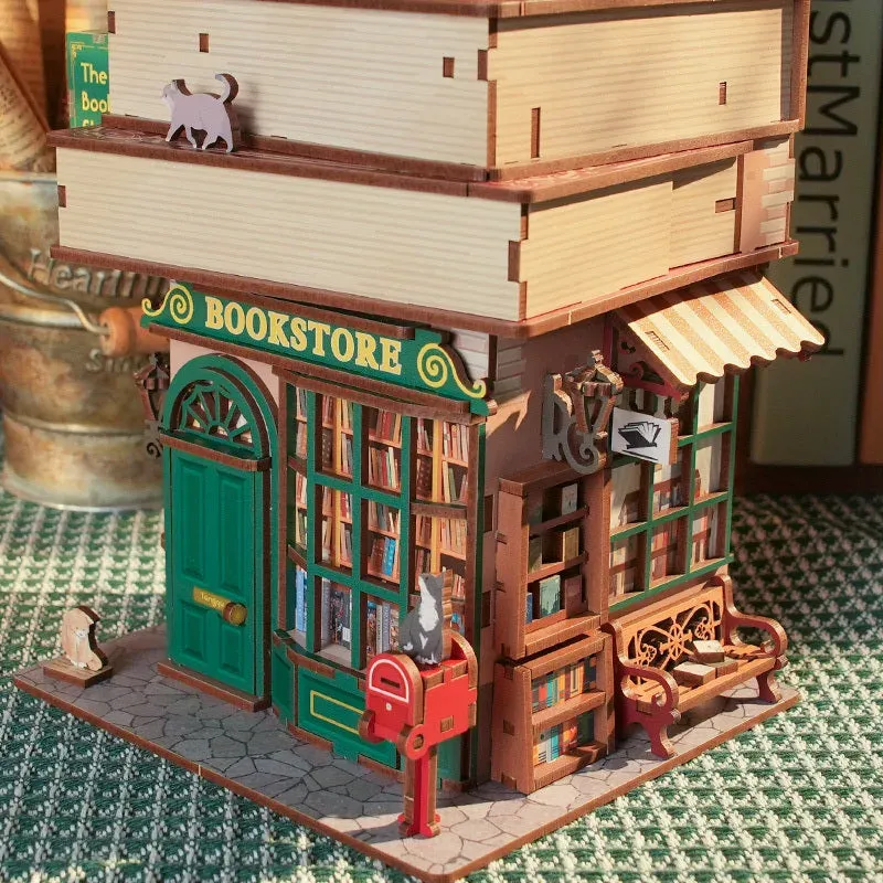 Maquette en bois maison miniature librairie du temps : vue 4