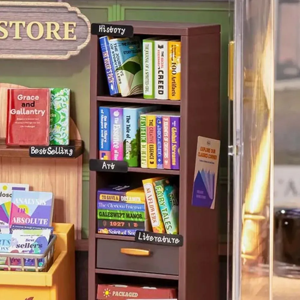 Maquette en bois librairie miniature mémoire : vue 4