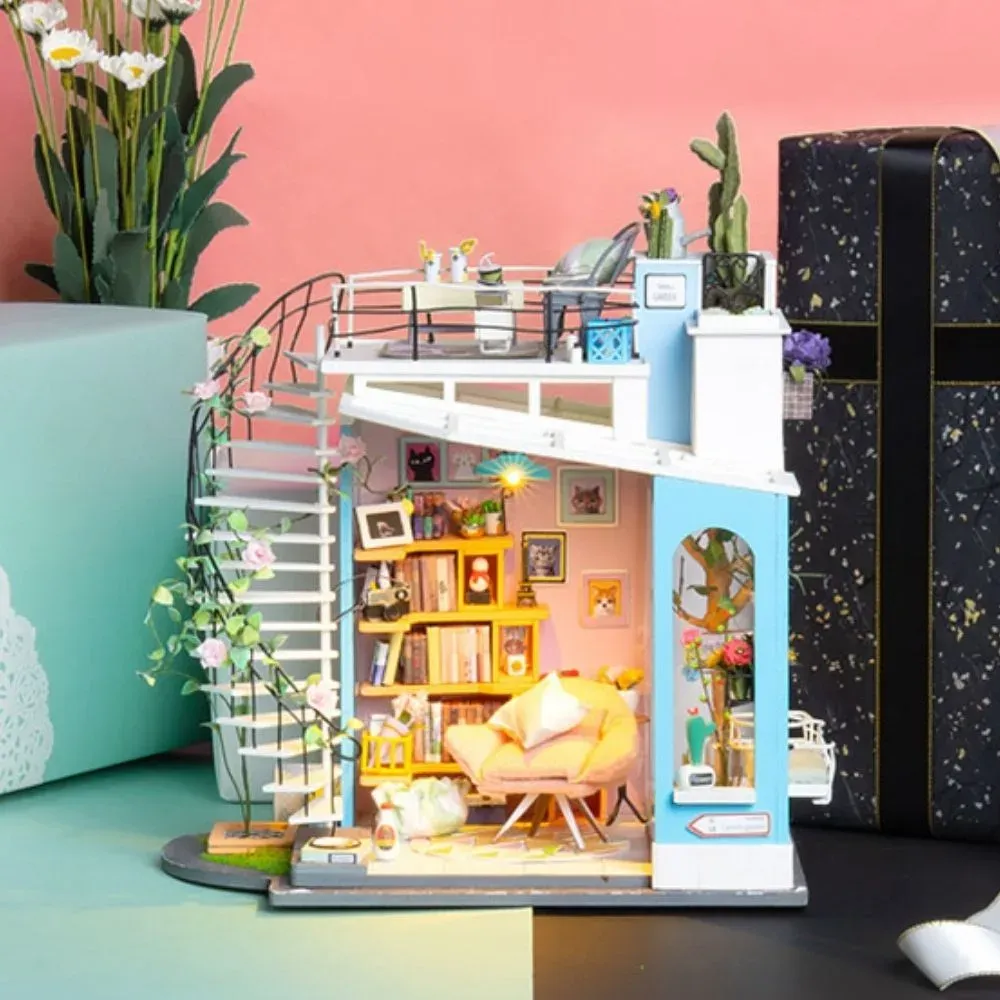 Maquette en bois maison miniature loft : vue 3