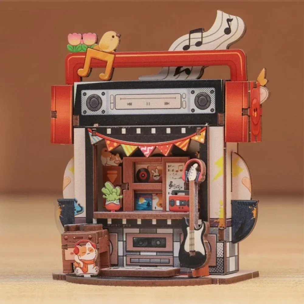 Maquette en bois magasin de disques vinyles