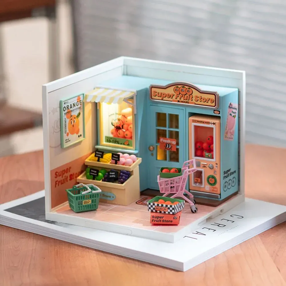 Maquette en bois maison miniature magasin de fruits