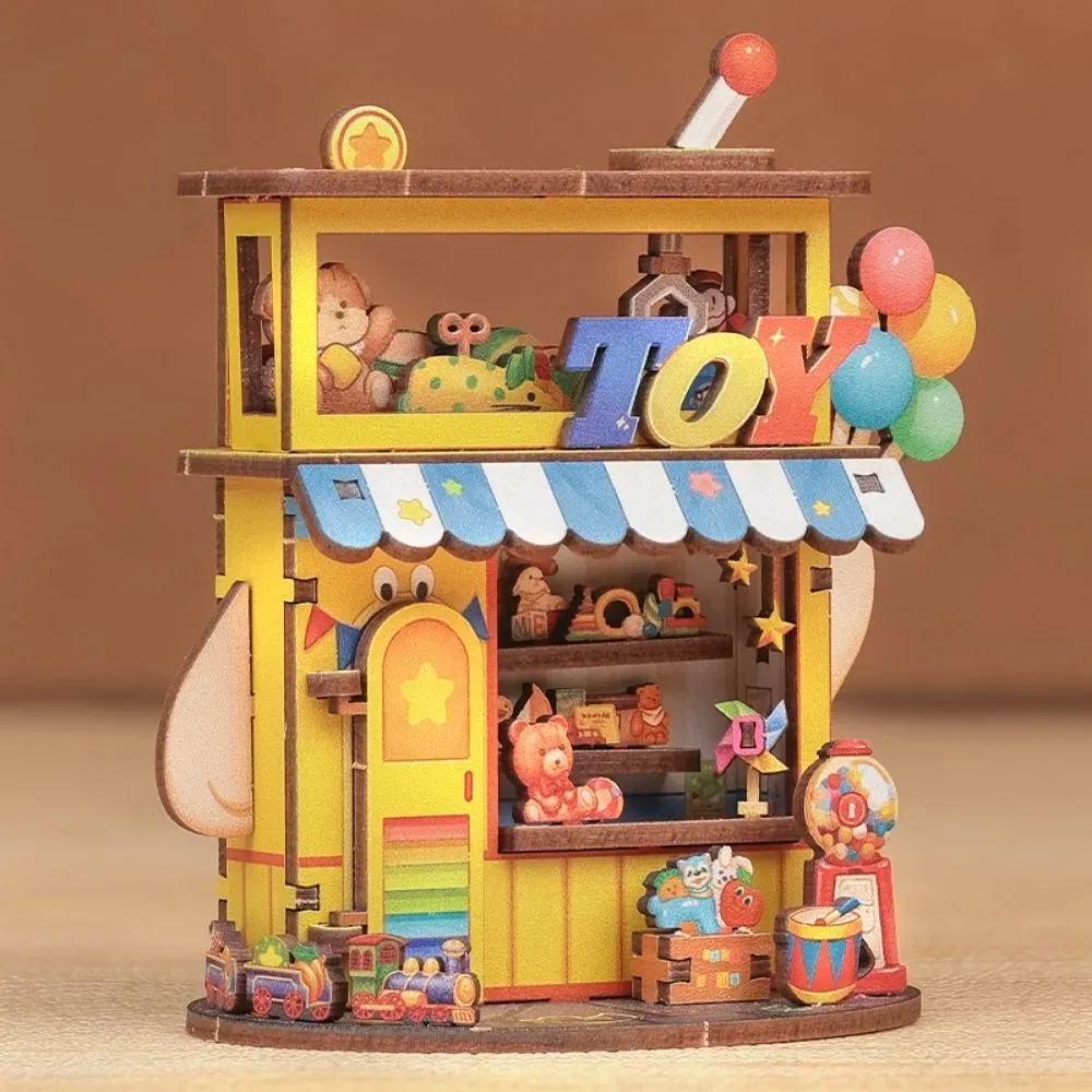 Maquette en bois magasin de jouets miniature