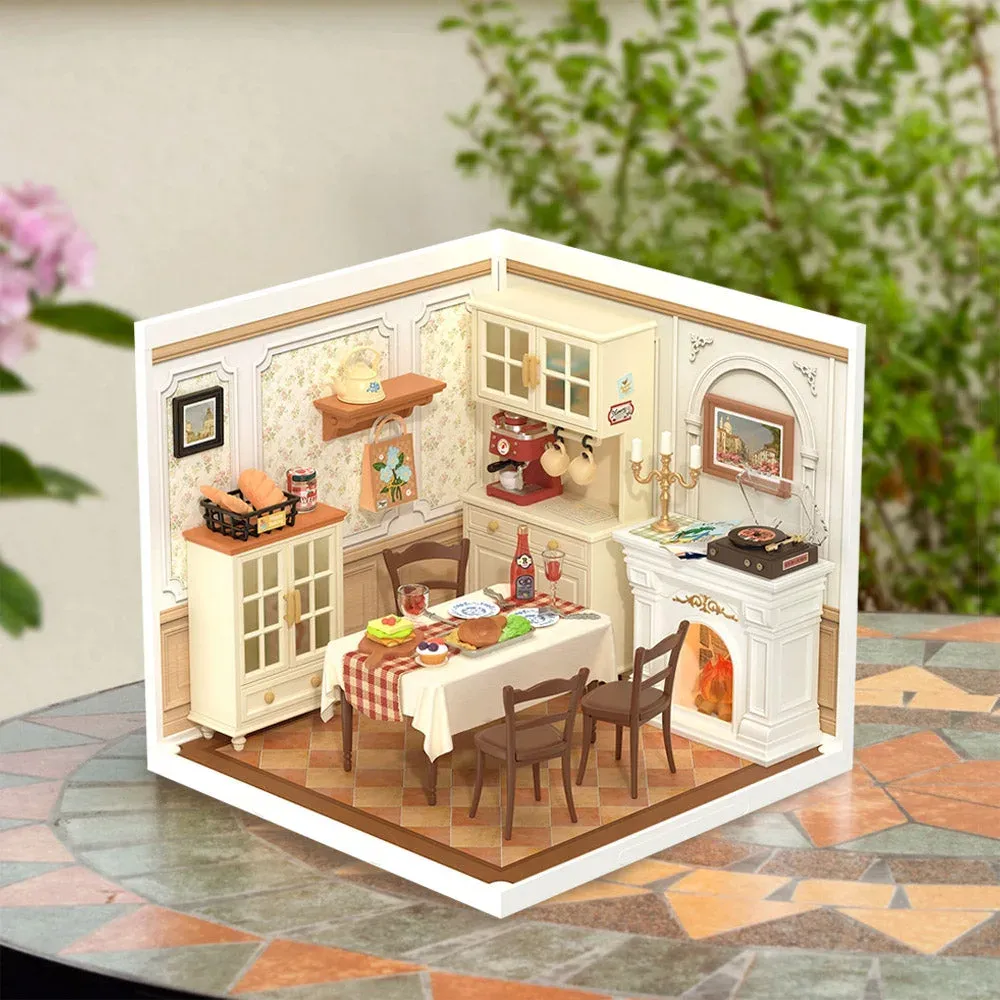 Maquette en bois salle à manger miniature chaleureuse