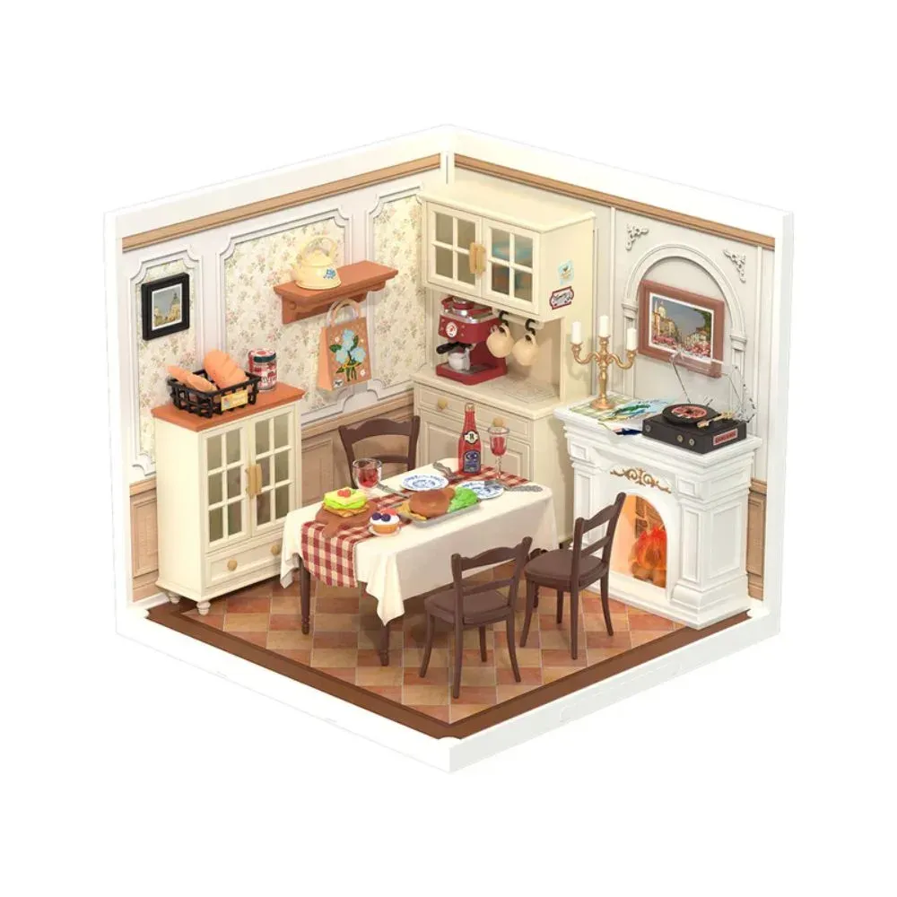 Maquette en bois salle à manger miniature chaleureuse : vue 2