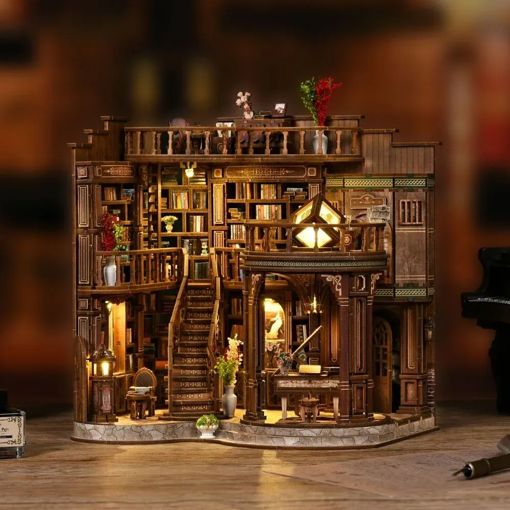Maquette en bois salle de lecture onirique : vue 3