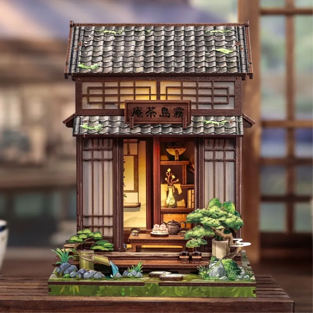 Maquette en bois salon de thé miniature