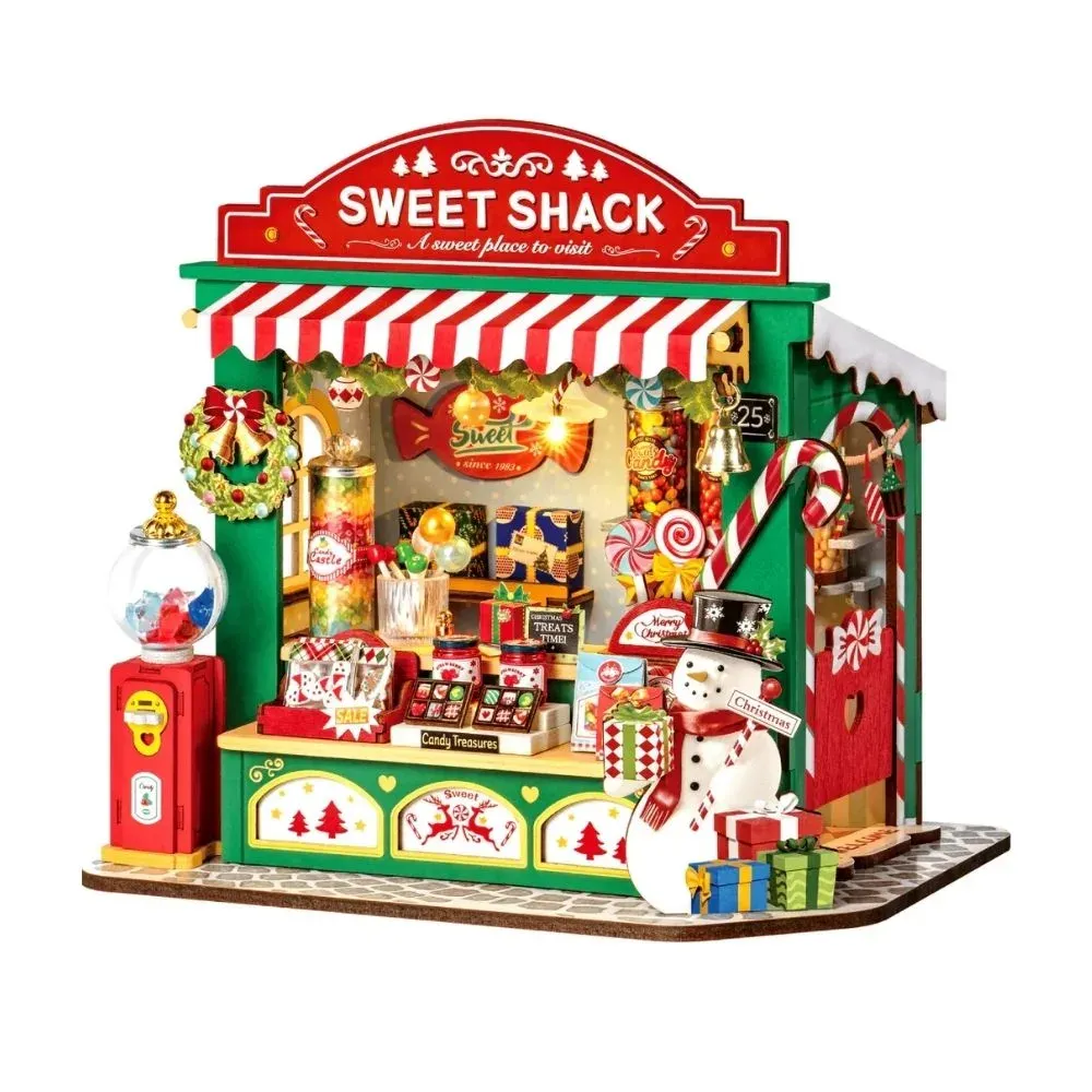 Maquette en bois stand de friandises de Noël : vue 2