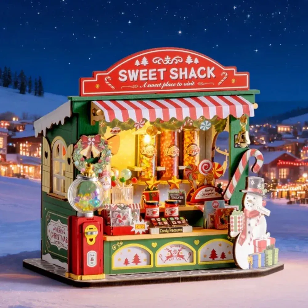 Maquette en bois stand de friandises de Noël : vue 3