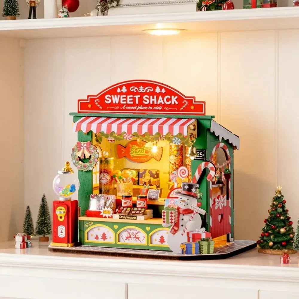 Maquette en bois stand de friandises de Noël : vue 4