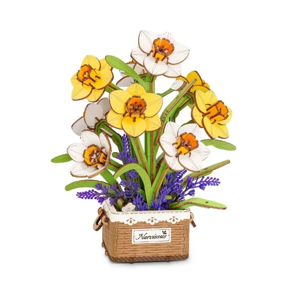 Puzzle 3D narcisses en bois : vue 2